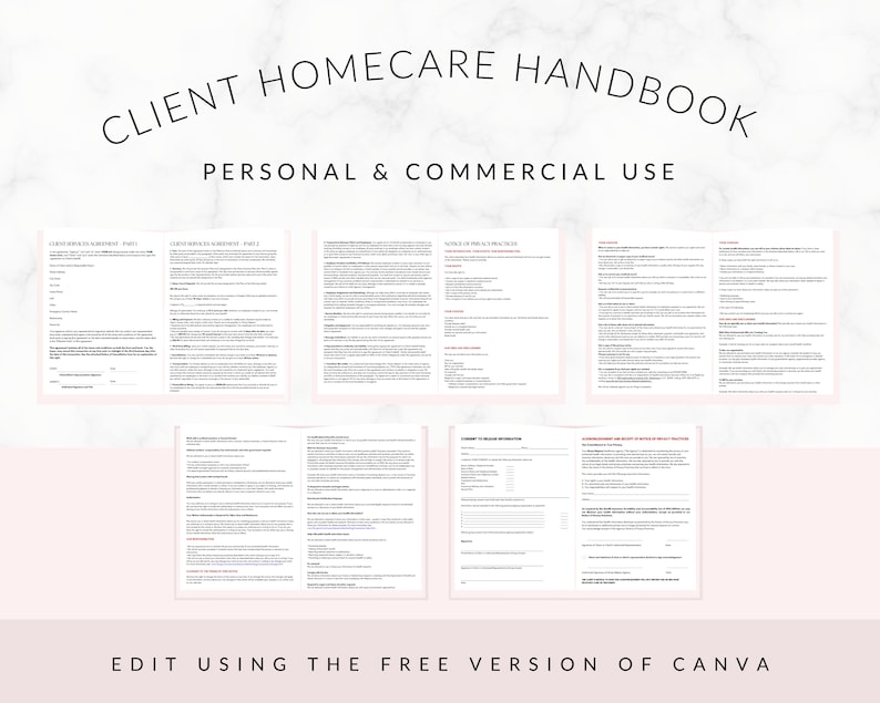 Home Care Client Handbook: Editable Canva Template (US Letter) - Etsy