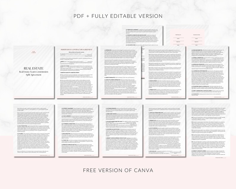 Real Estate Team Commission Split Agreement: Realtor Contract Template ...