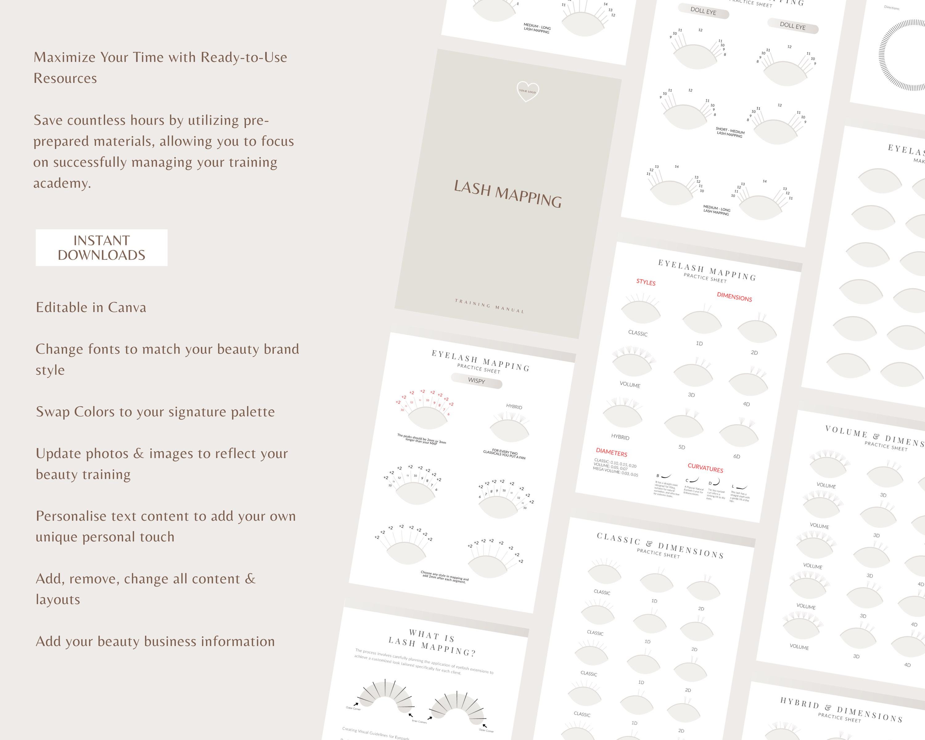 Trainer Guide Mapping Lash Mapping Workbook, Canva Editable Training Guide (PDF Download) - Etsy