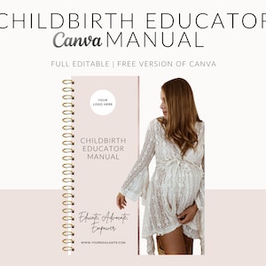 Trainingshandleiding voor docenten bevalling, Doula-cursus voor docenten, trainingshandleiding, handleiding voor Birthworker, handleiding KBO, bewerken in Canva