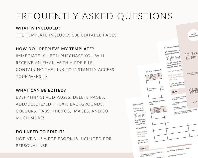 Editable Postpartum Depression Workbook, Doula Mental Health Guide ...