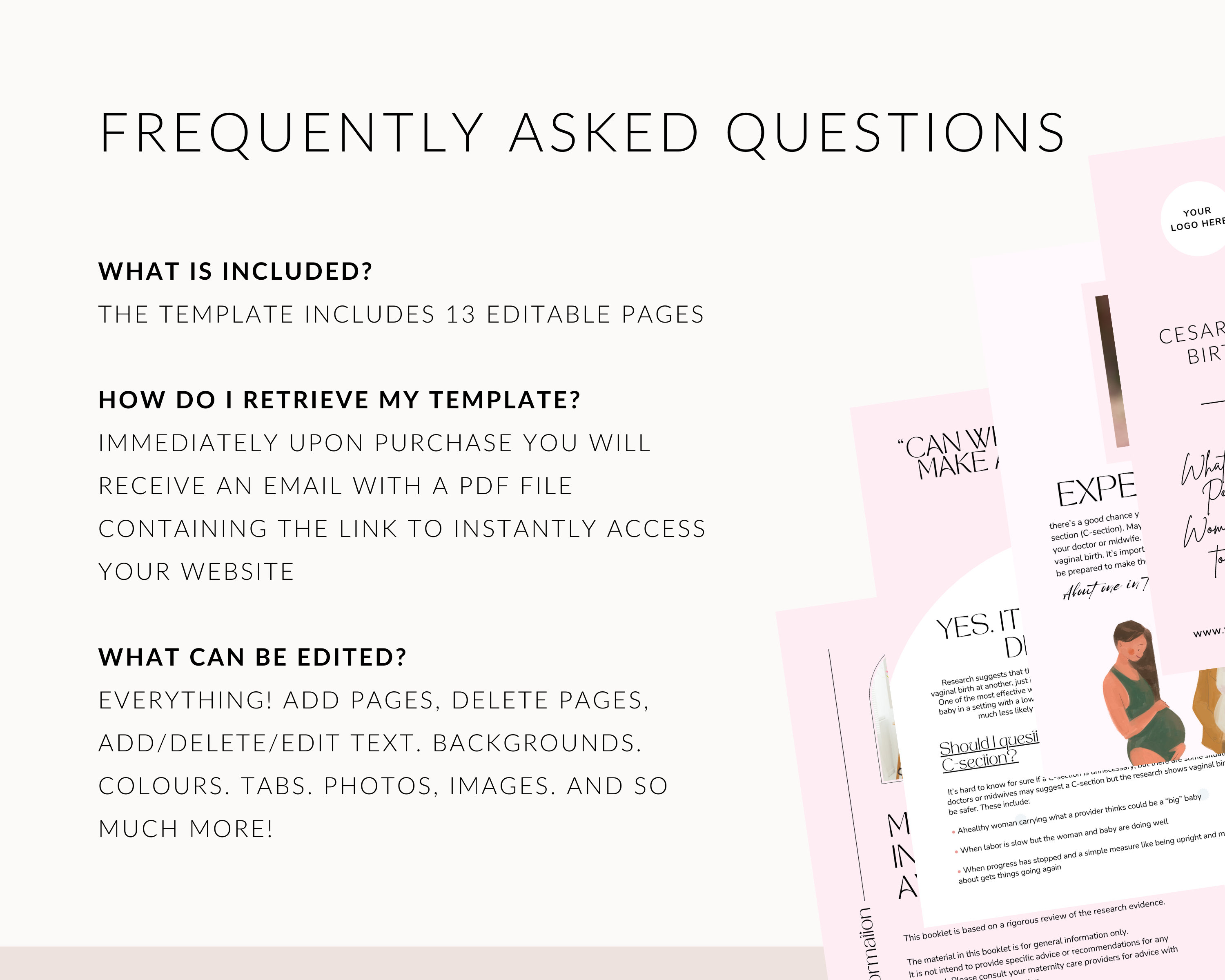 Cesarean Birth Information Booklet: Doula Handouts, C-section Guide ...