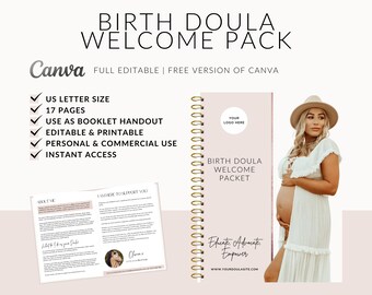 Doula Client Welcome Packet: Editable 17-Page Guide (Edit in Canva)