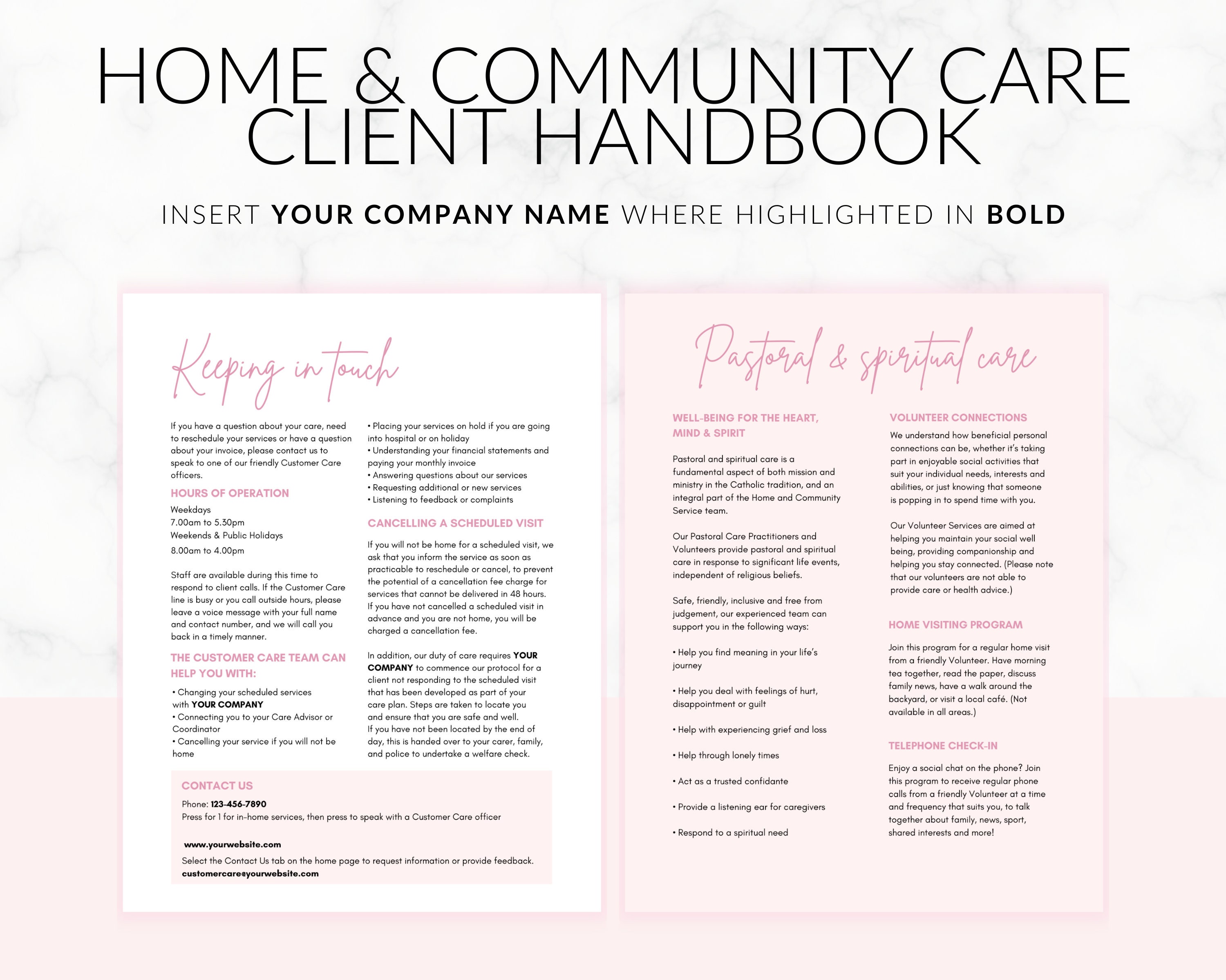 Home Care Client Handbook: Editable Canva Template (US Letter) - Etsy