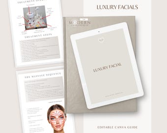 Manual de capacitación en tratamientos faciales avanzados Luxe VIP: Guía de capacitación en cuidado de la piel editable en Canva.