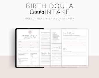 Doula Birth Client Intake Forms: Modern Canva Template (Digital Download)