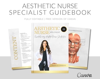 Trainingshandleiding esthetisch verpleegkundige, Inleiding tot esthetiek, gids voor verpleegkundigeninjector, leren of lesgeven, bewerken in Canva