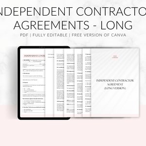1099 Independent Contractor Agreement, Long Version, Legal Document - Instant Download | Edit in Canva