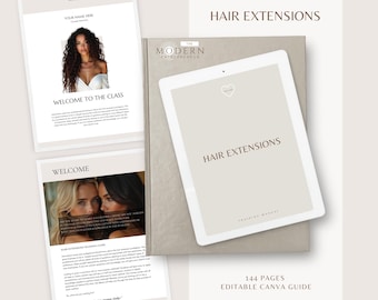 Hair Extensions Training Manual: Editable Canva Template (Digital Download)