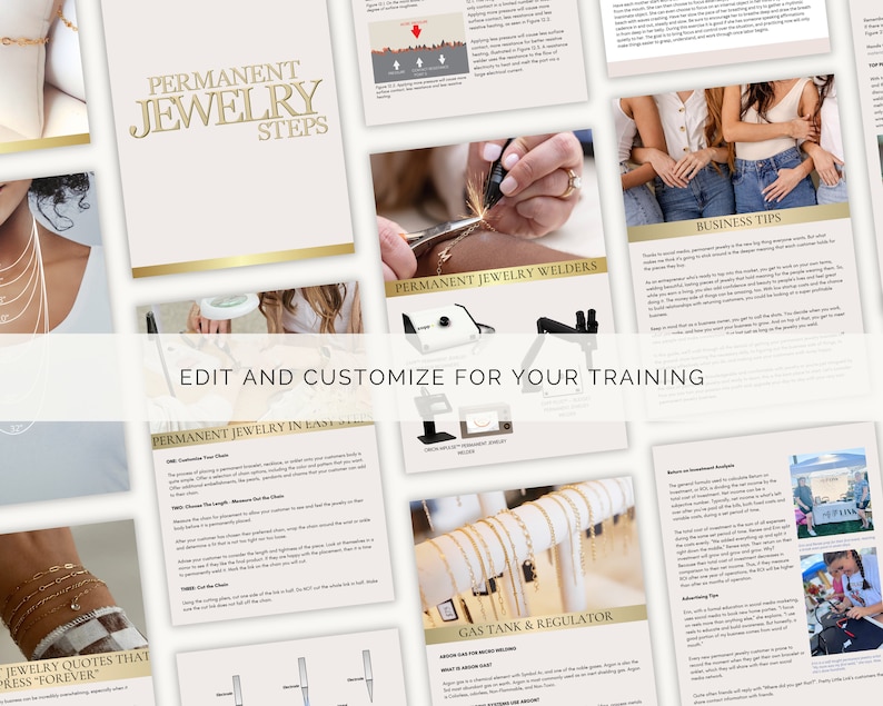 Permanent Jewelry Training Manual for Trainers, Training Course, Mentor Resource, Comprehensive Guide, 112 Pages, Edit in Canva