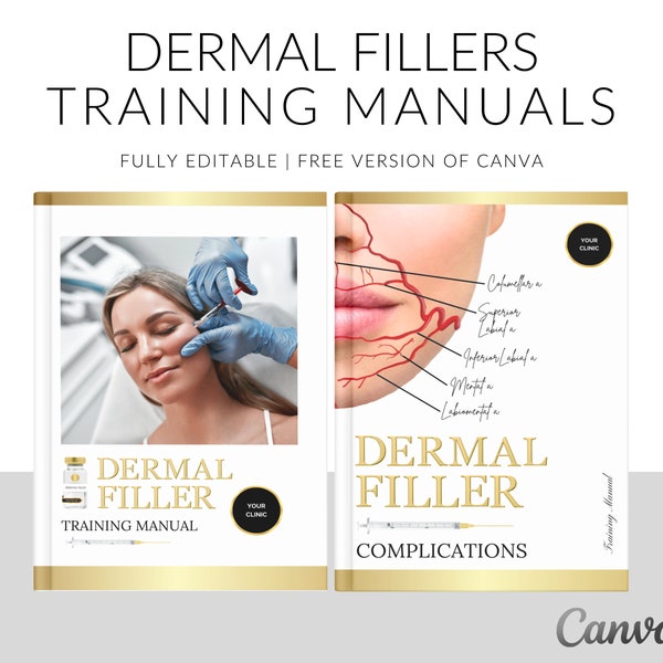 Dermal Fillers Training Manuals, Filler Treatments, Filler Complication, eBooks Course, Aesthetic Clinic, Nurse Injector, Edit in Canva