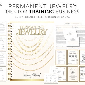 Permanent Jewelry Training Manual, Permanent Jewellery Training Course, Value Business Pack, Comprehensive Guide, 112 Pages, Edit in Canva