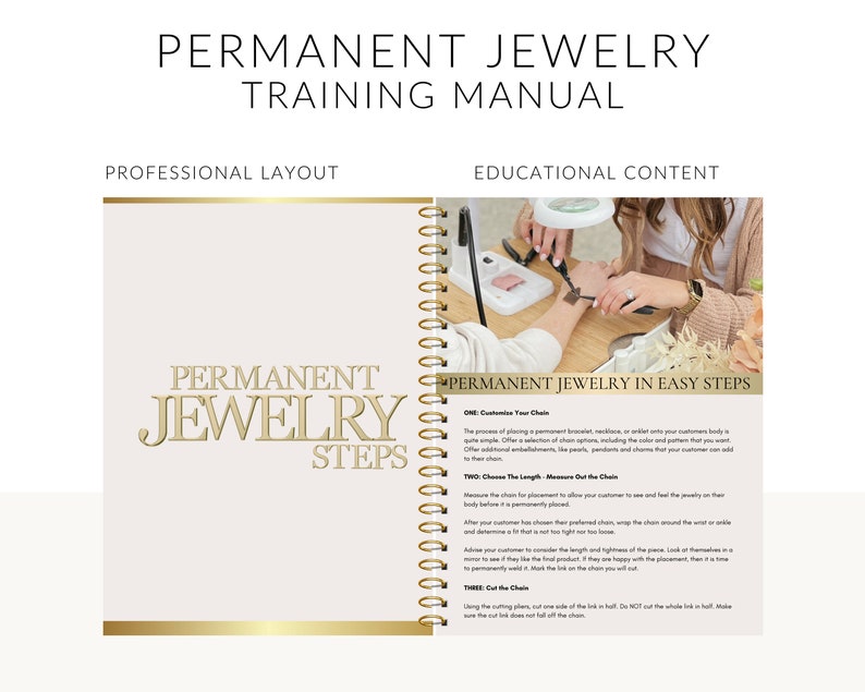 Permanent Jewelry Training Manual for Trainers, Training Course, Mentor Resource, Comprehensive Guide, 112 Pages, Edit in Canva