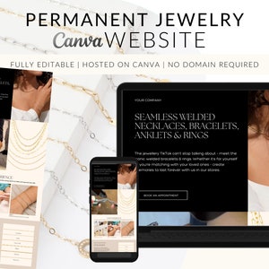 Permanente sieradenwebsite, sjabloon sieradenwebsite, sieradensite, marketing, permanente bedrijfswebsite sieraden, bewerken in canvas