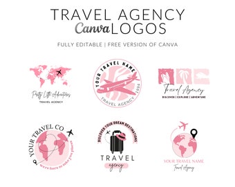 Reisebürologos, Reiselogos, Reiseunternehmenslogo, Reisegeschäft, feminine, elegante Logos, in Canva bearbeiten