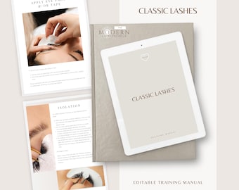 Manual de capacitación sobre extensiones de pestañas clásicas / Plantilla editable de Canva