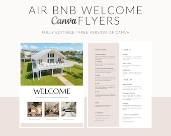 Airbnb Welcome Flyers: House Host Templates (Canva Editable, Digital Download)