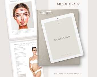 Manual de capacitación en mesoterapia / Disolución de grasa, rejuvenecimiento de la piel, caída del cabello / Plantilla editable de Canva