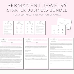 Formulaires commerciaux pour bijoux permanents, Formulaires de décharge de consentement, Carte de remerciement, Carte de service client pour bijoux permanents, Rose, modifier sur Canva
