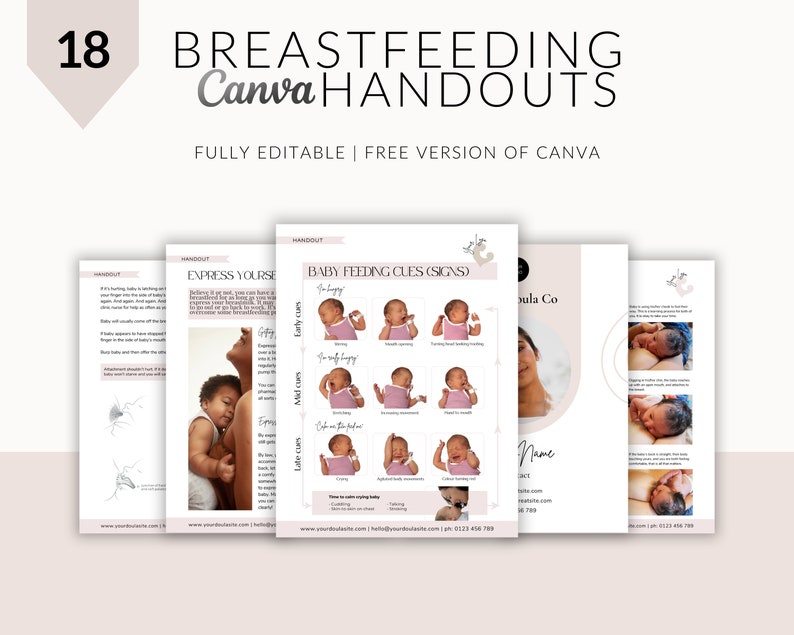 Breastfeeding Handouts, Doula Templates, Doula Handouts, Birthworker Business, Edit in Canva