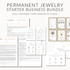 Pack de création de bijoux permanents, formulaires d'informations client, modification dans Canva