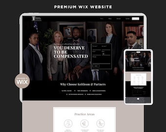 May include: A website for a law firm called Keithson & Partners. The website features a dark background with a photo of four lawyers in front of a bookshelf. The website also includes a contact form and a section on practice areas.