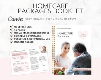 Home Care Packages Booklet, Home & Community Services Handbook, Care Giving Business, Welcome Brochure, Personal Care Agency, Edit in Canva
