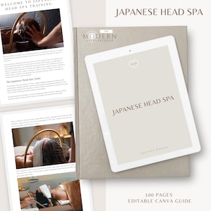 Manual de capacitación para spa de cabeza japonés: Plantilla editable de Canva para el cuidado del cabello (descarga digital)