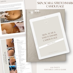 Inked and Inkless PMU Skin, Scar & Stretchmark Camouflage Training Manual: Editable in Canva
