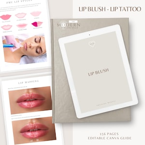 PMU Lip Tattoo Training Manual & Lip Blushing Course: Editable in Canva