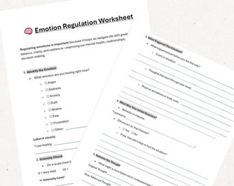 Emotion Regulation Worksheets | Mental Health & Self-Reflection Printables | CBT and DBT Inspired PDF's