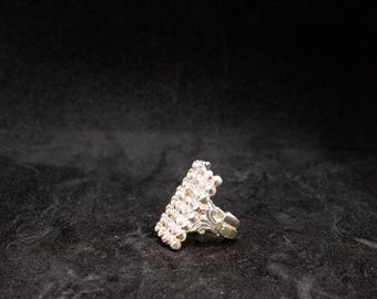 Handcrafted 958 Silver Nepali Ring: Adjustable Boho Ethnic Jewelry