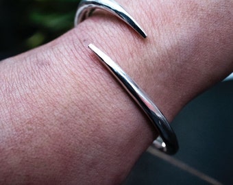 Pure silver edgy minimalistic Boho Handmade cuff