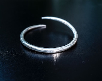 Handmade 958 Silver Cuff Bracelet: Minimalist Tribal Bangle