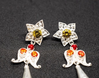 Yarling handmade Limbu cultural earrings pure silver