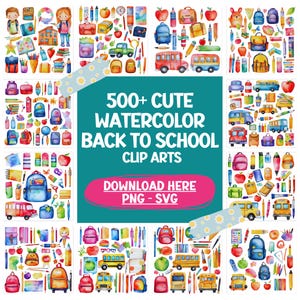 Paquete de imágenes prediseñadas del primer día de clases, letrero de regreso a clases imprimible, 100 días de clases png, 100 días de clases SVG, útiles escolares universitarios, arte