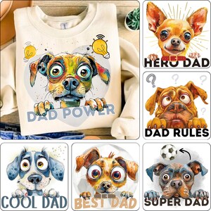 Bundle watercolor funny cartoon dog to print or download as a Father's Day gift cute and adorable doggie files for dad digital download pets