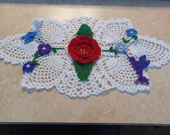 Crocheted Hummingbird Doily