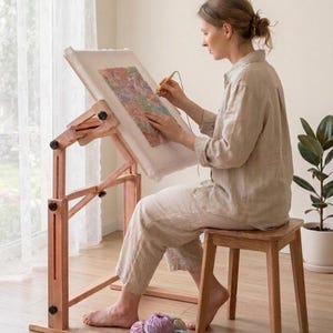 Punch Needle, rug hooking Floor Stand, Adjustable  Beech Wood for 20–65 cm Frames