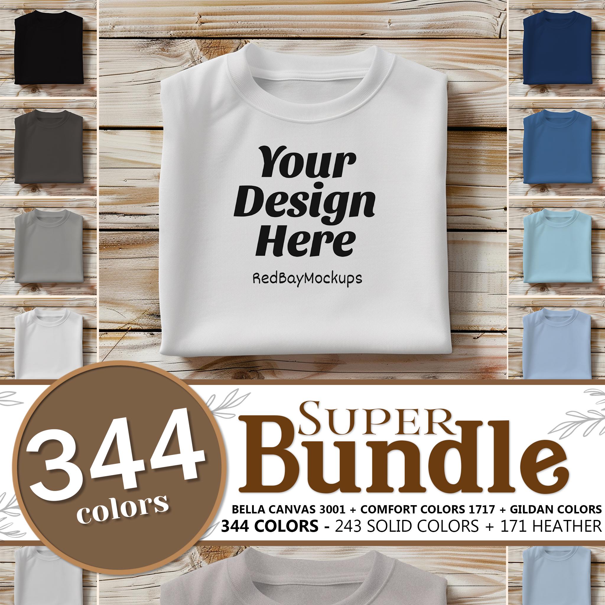 Folded T-shirt mockup bundle - flatlay tshirt mockups - Bella canvas & comfort colors folded flatlay mockup t-shirt bundle Gildan 64000