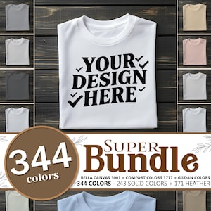 Folded T-shirt mockup bundle - flatlay tshirt mockups - Bella canvas & comfort colors folded flatlay mockup t-shirt bundle Gildan 64000
