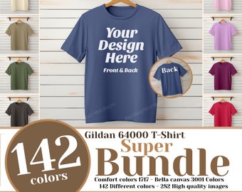 T-Shirt Mockup Bundle Front & Back - Hanging Shirt Mockup Bundle - Shirt Mockup Bundle, Comfort colors 1717, Flatlay mockups