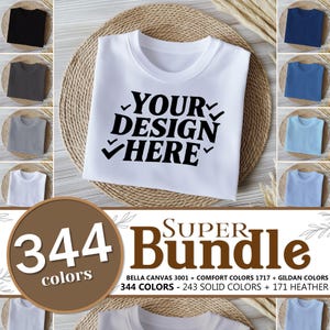 Folded T-shirt mockup bundle - flatlay tshirt mockups - Bella canvas & comfort colors folded flatlay mockup t-shirt bundle Gildan 64000