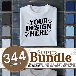 Folded T-shirt mockup bundle - flatlay tshirt mockups - Bella canvas & comfort colors folded flatlay mockup t-shirt bundle Gildan 64000