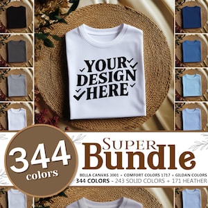Folded T-shirt mockup bundle - flatlay tshirt mockups - Bella canvas & comfort colors folded flatlay mockup t-shirt bundle Gildan 64000