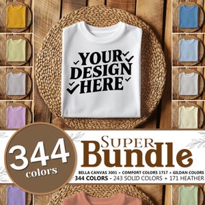 Folded T-shirt mockup bundle - flatlay tshirt mockups - Bella canvas & comfort colors folded flatlay mockup t-shirt bundle Gildan 64000