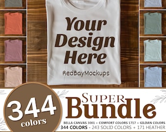 Folded T-shirt mockup bundle - flatlay tshirt mockups - Bella canvas & comfort colors folded flatlay mockup t-shirt bundle Gildan 64000