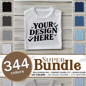 T-shirt Mockup bundle - Bella Canvas & Comfort Colors folded flatlay mockup t-shirt bundle Gildan 64000, T-Shirt template, T-Shirt Design
