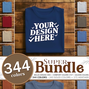 T-shirt Mockup bundle - Bella Canvas & Comfort Colors folded flatlay mockup t-shirt bundle Gildan 64000, T-Shirt template, T-Shirt Design
