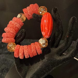 Ghana glass bracelet, Krobo | Ashanti glass sugar bead bracelet, statement bracelet, chunky bracelet, boho,  gift for her, red bracelet